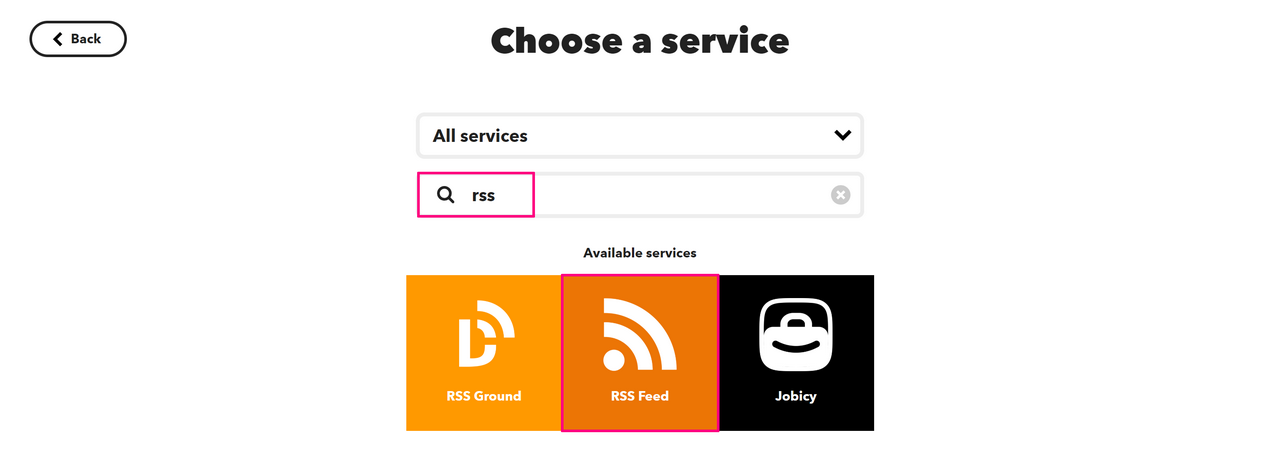 「RSS Feed」を選択