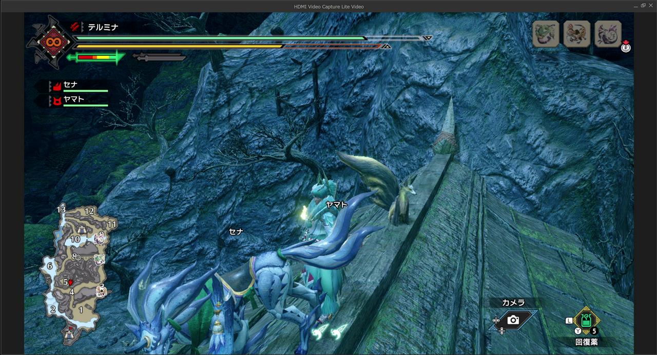 「UP-GHDAVL」と「Screen Recorder4」でノートPCに映した「モンスターハンターライズ」（その1）