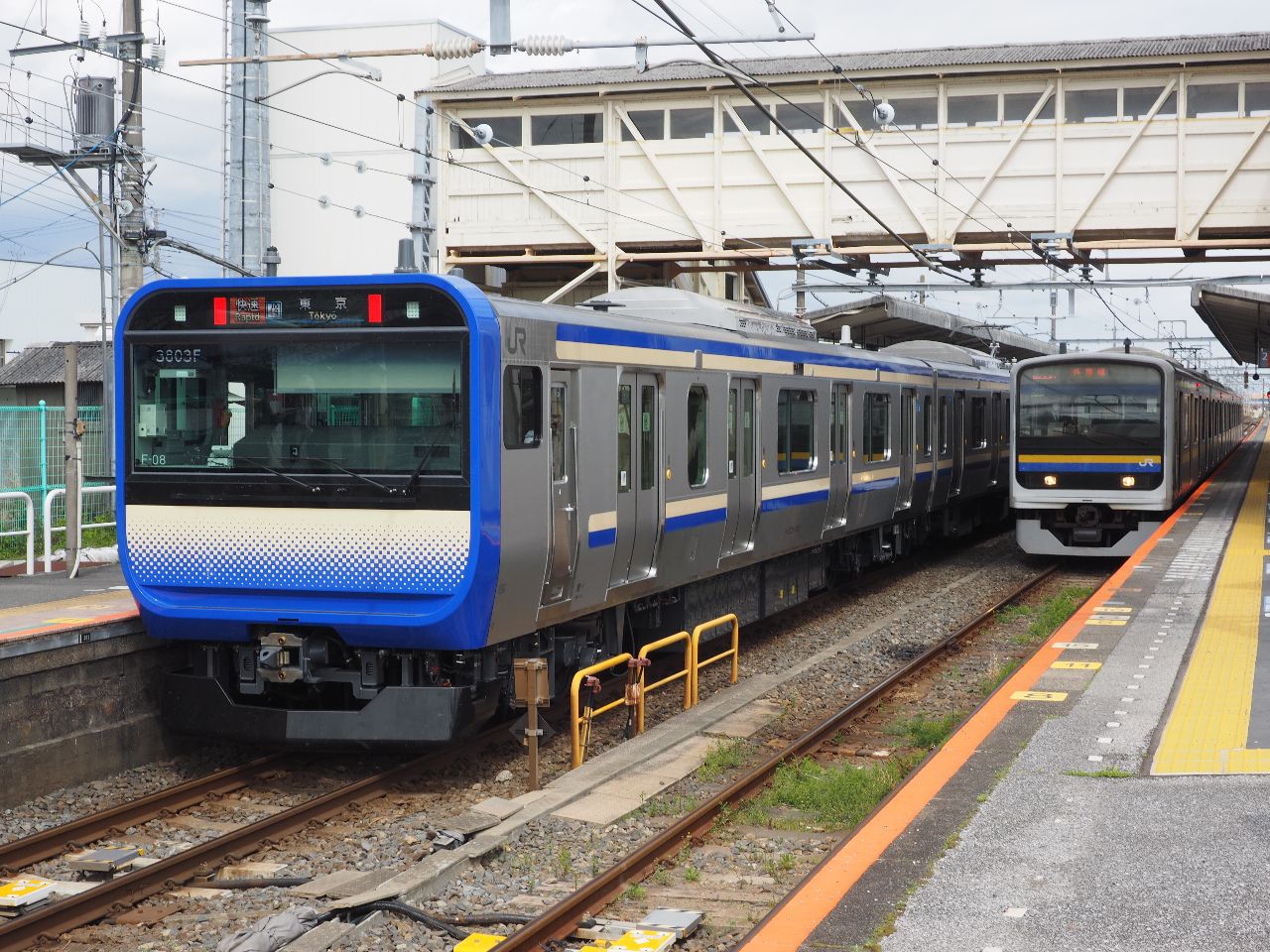 上総一ノ宮駅に停車中のE235系1000番代と209系