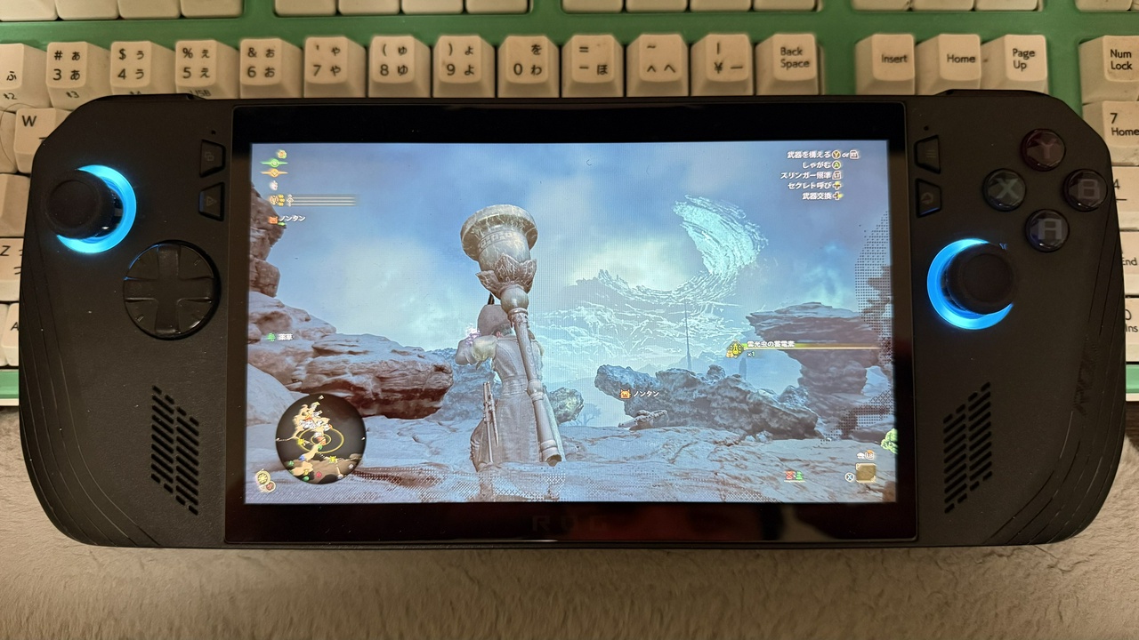 「ROG ALLY X」でモンスターハンターワイルズをプレイ