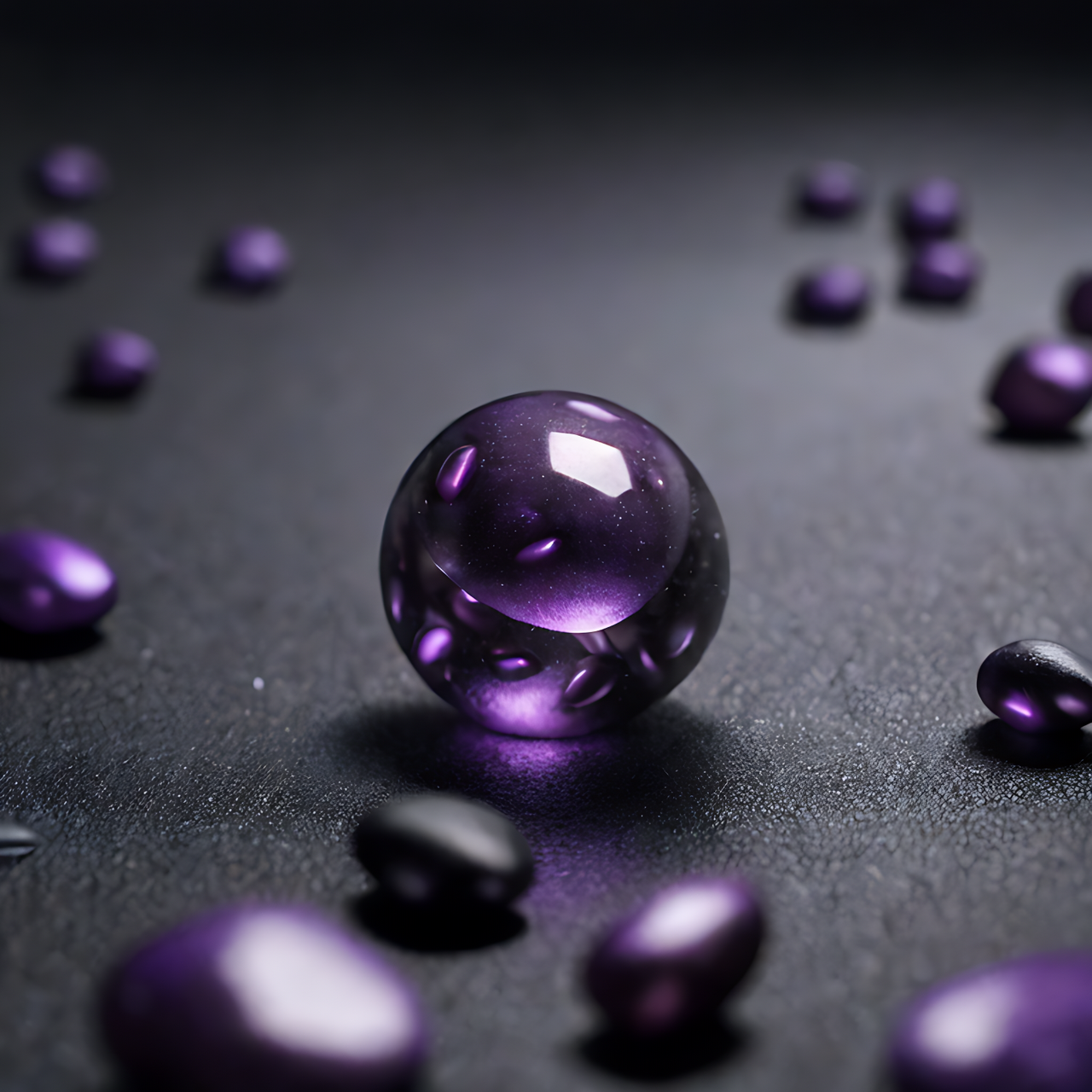 best quality,8k, realistic, masterpiece, RAW photo, a lot of purple pebbles.