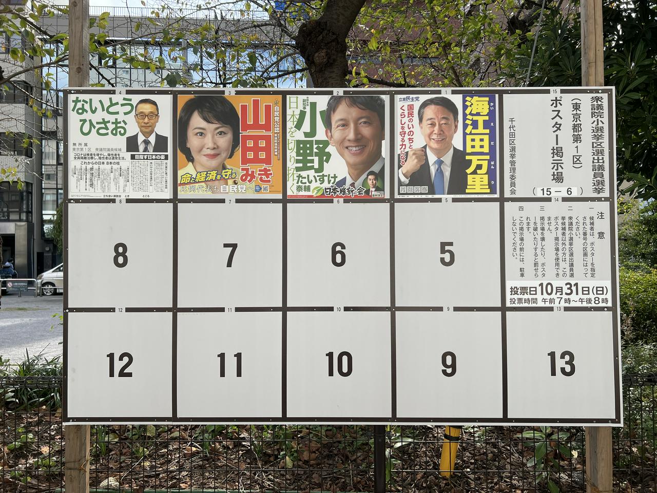 衆議院小選挙区選出議員選挙（東京都第1区）ポスター掲示板