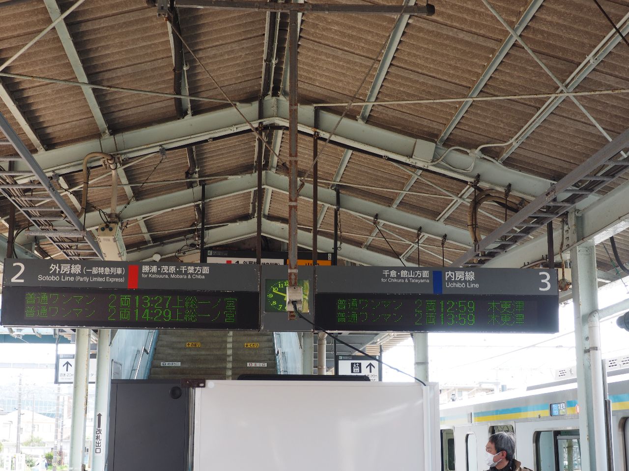 安房鴨川駅では、直通電車は左側通行をしない。