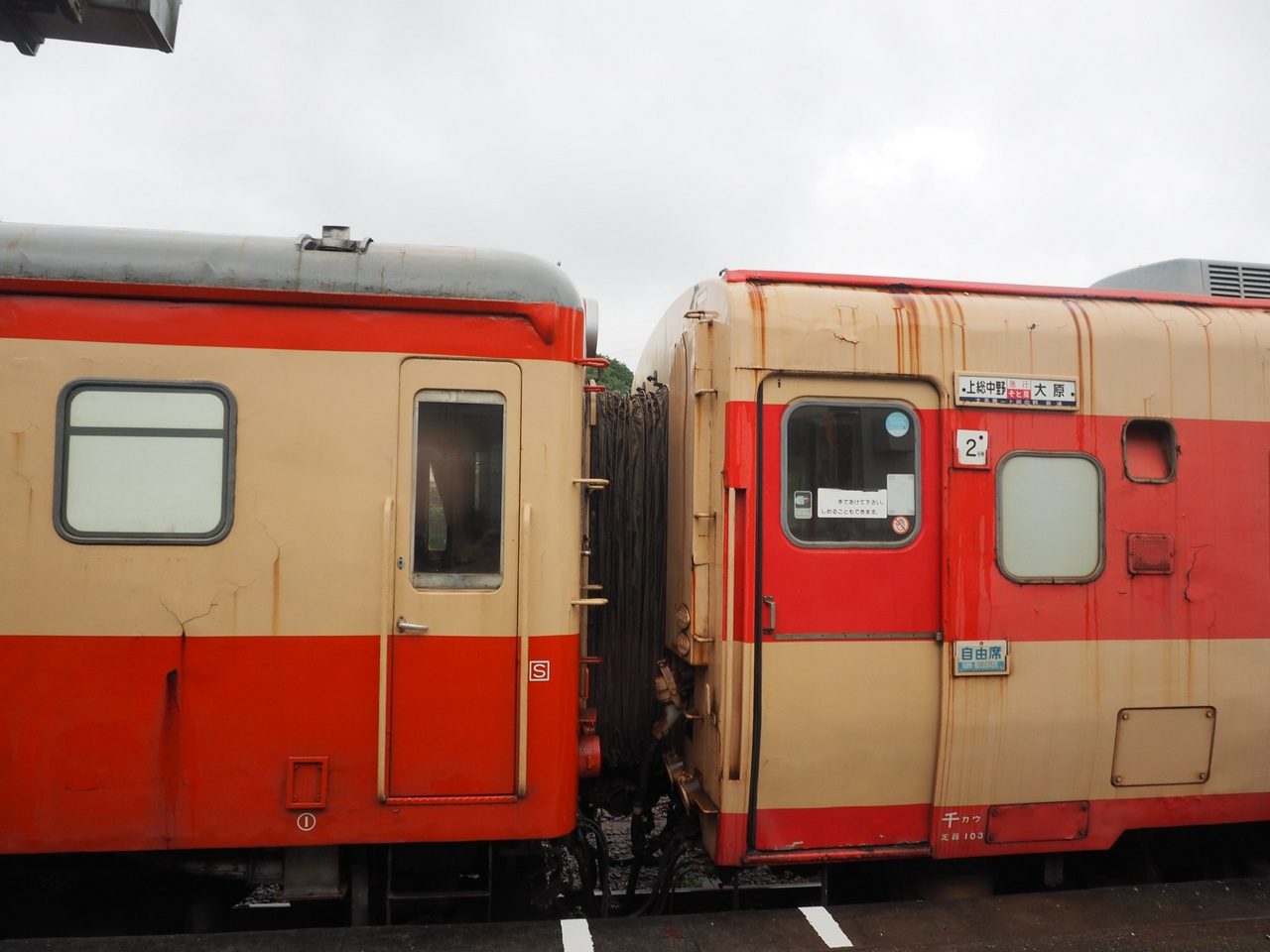 キハ52とキハ28の連結部