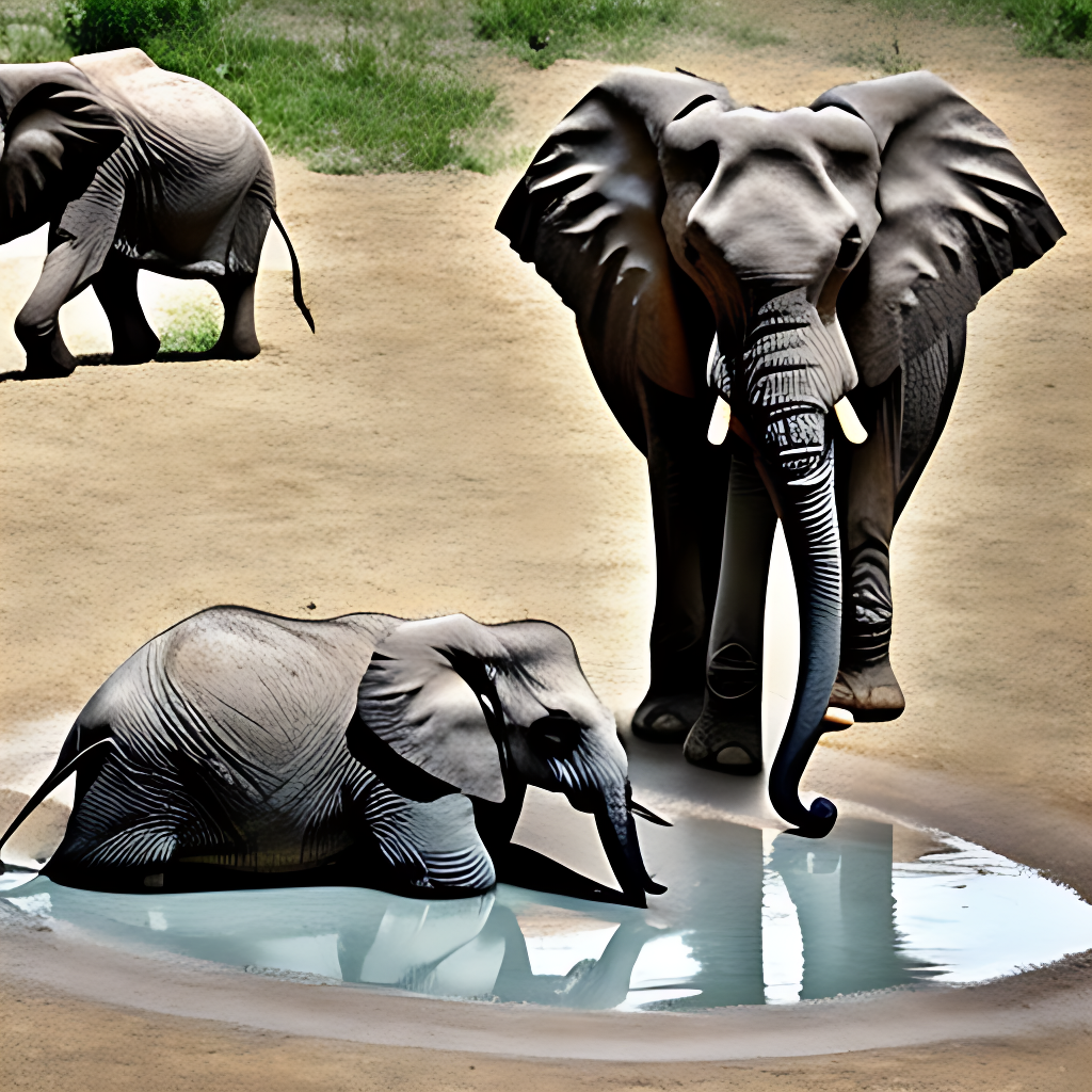 Many elephants are moving on the ground.