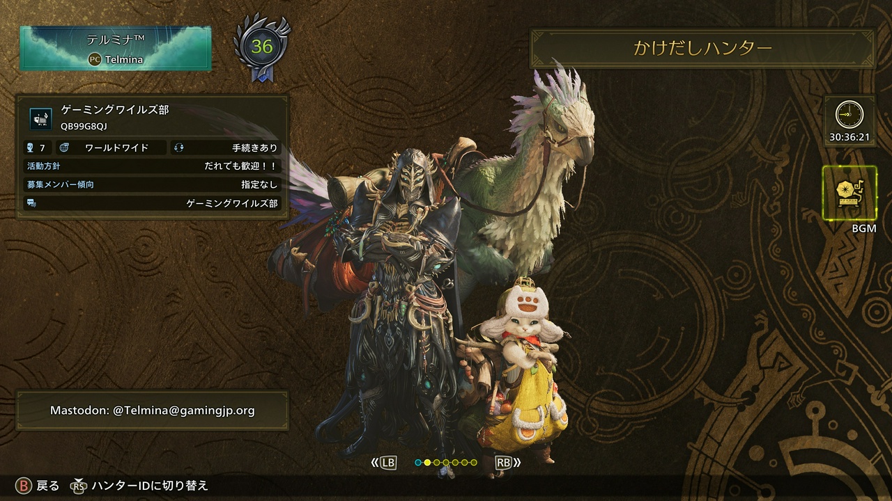 テルミナ™のステータス(モンスターハンターワイルズ・ハンターランク36)