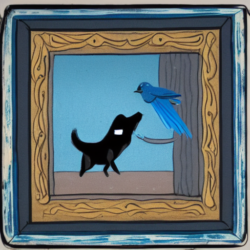 \(HQ Version\) A blue bird is escaping from a black dog