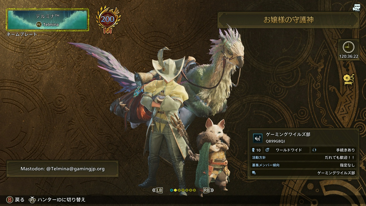 テルミナ™のプロフィール（モンスターハンターワイルズ・ハンターランク200）